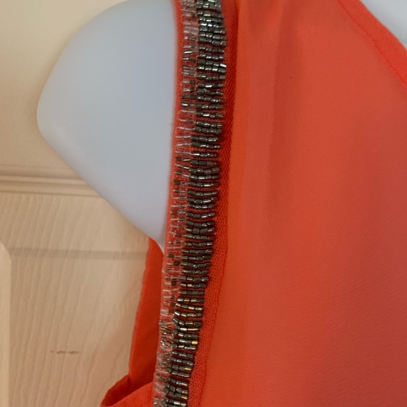Miami sheer orange blouse with beaded accent size small - Picture 2 of 7